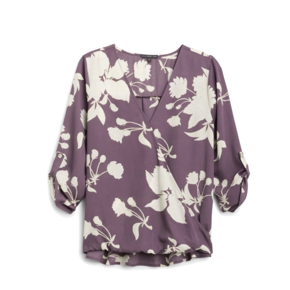West Kei-Allan Surplice Rolltab Floral Blouse